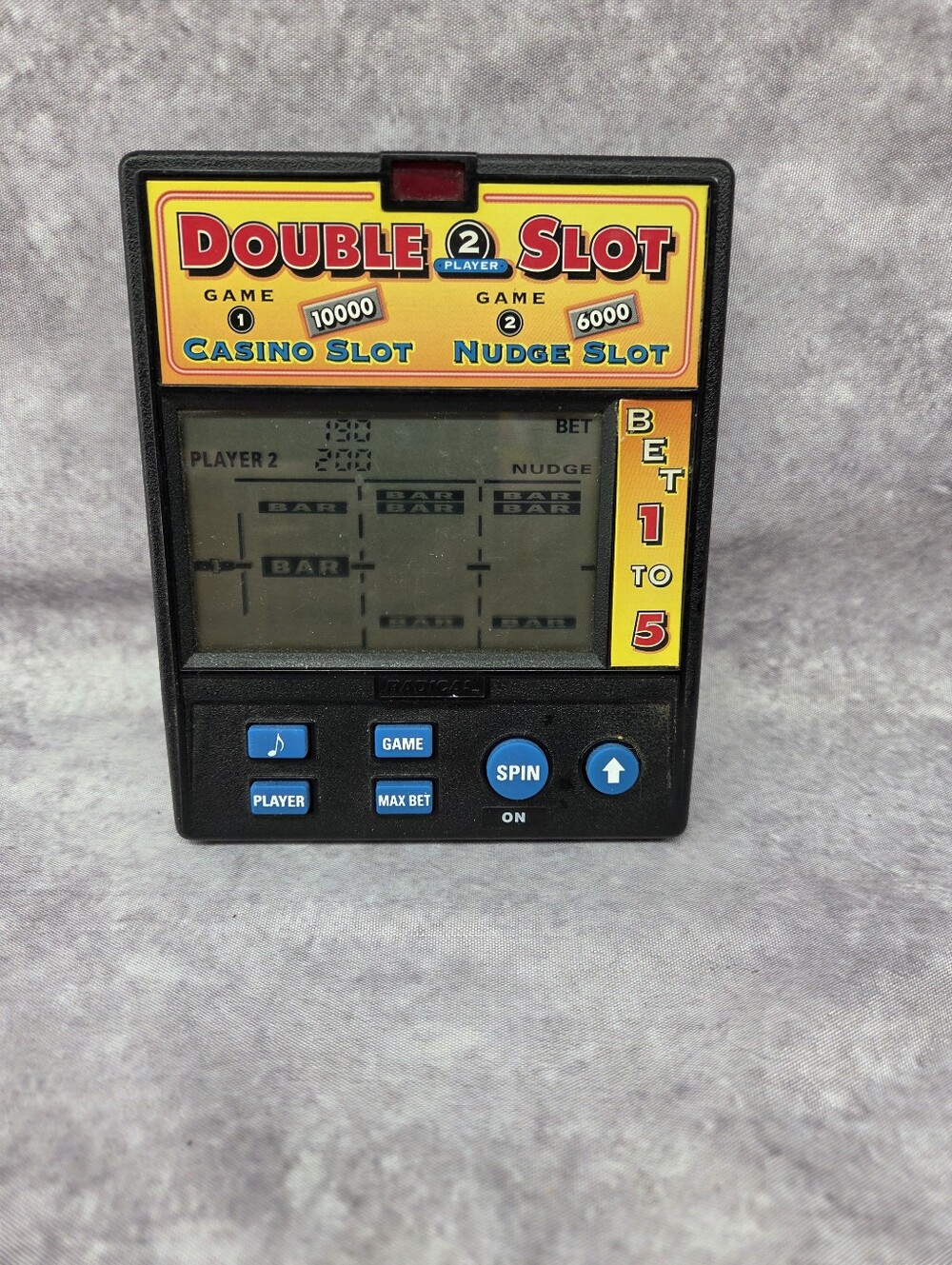 Radica Double Slot Casino Nudge Handheld Game 1474 2‑Player 2003 Works